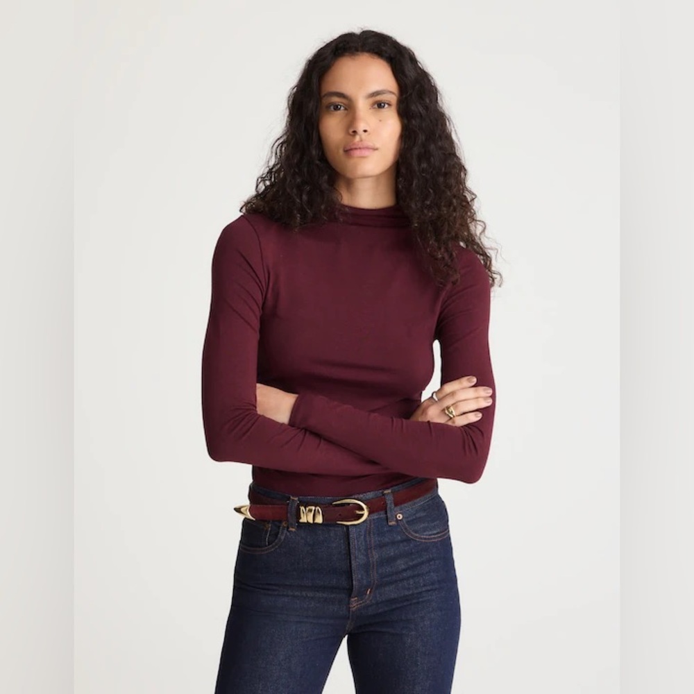 Madewell Ruched Mockneck Long-Sleeve Top